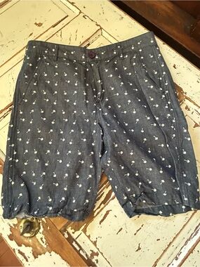 Guess Men's Blue Palm Tree Shorts Above The Knee Size 32